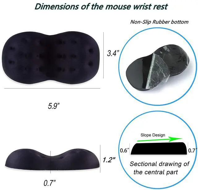 Alt view image 3 of 7 - Deluxe Ergonomic Mouse Wrist Rest Guard - Soft Memory Foam Wrist Elbow Support Cushion Pad for Computer Laptop Office Work PC Gaming Mouse
