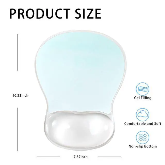 Alt view image 2 of 7 - Gel Mouse Pad with Wrist Rest, Ergonomic Clear Mousepad Support, Cooling Pain Relief Mousepad with Non-Slip PU Base for Computer/Office/Home (Gradient Green)