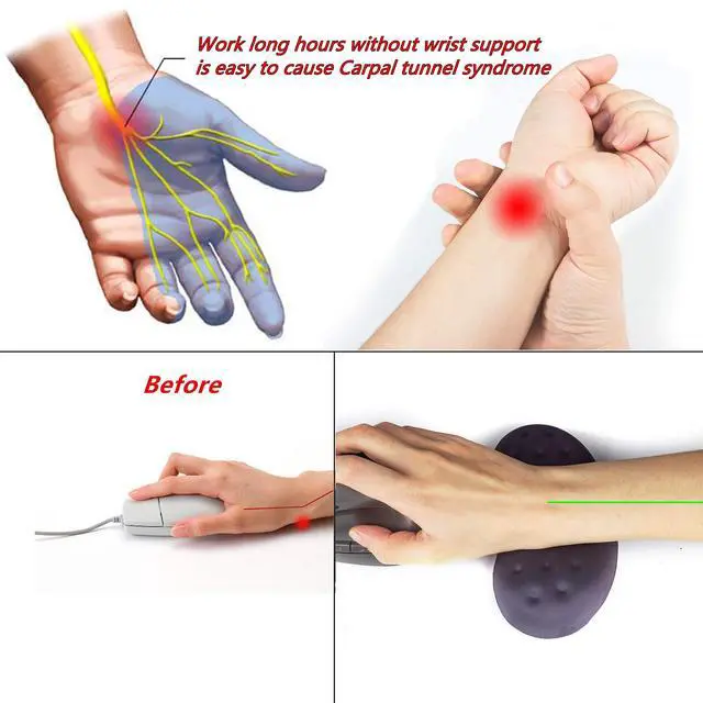 Alt view image 7 of 7 - Upgraded Ergonomic Memory Foam Mouse Wrist Rest Support Pad Cushion for Computer, Laptop, Office Work, PC Gaming - Massage Holes Design Wrist Pain Relief