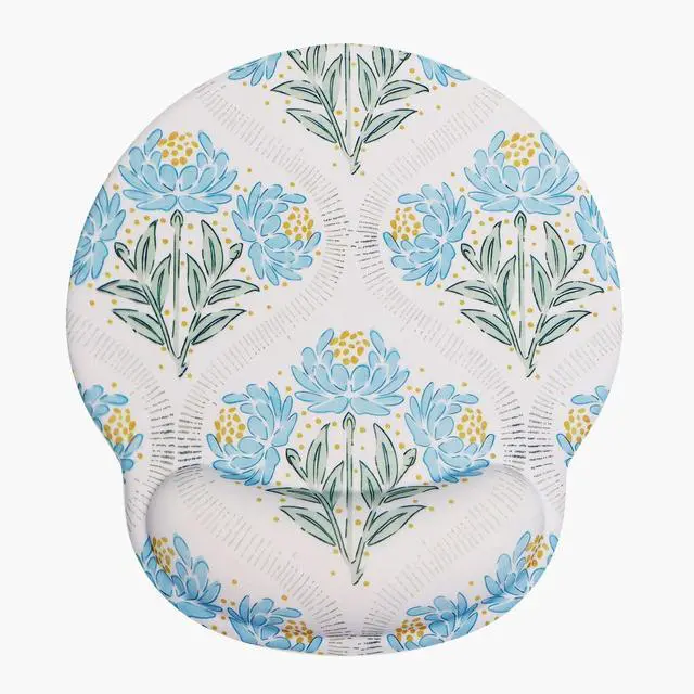 Main image of Blue Noble Leaves & Floral Mouse Pad with Gel Wrist Support Mouse Pad,Ergonomic Aesthetic,Comfortable Mousepad for Office Game Work Computer,Pain Relief Mousepad with Non-Slip Silicone Base