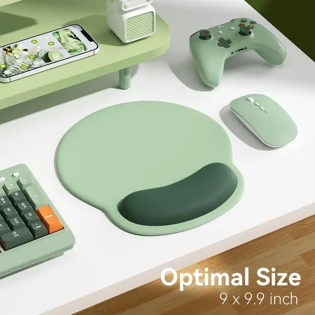 Alt view image 3 of 6 - Ergonomic Mouse Pad with Wrist Rest,Mousepad with Wrist Support - Cute Gel Portable Mouse Pads for Desk Laptop,Computer,Office & Home Decor-(Green)