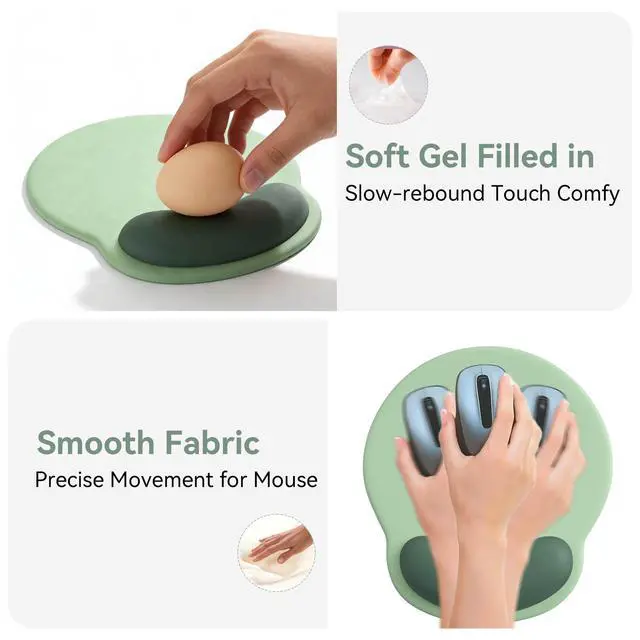 Alt view image 6 of 6 - Ergonomic Mouse Pad with Wrist Rest,Mousepad with Wrist Support - Cute Gel Portable Mouse Pads for Desk Laptop,Computer,Office & Home Decor-(Green)