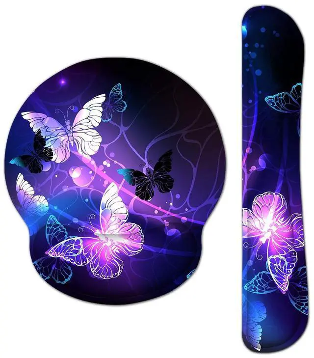 Main image of Keyboard Wrist Rest and Mouse Pad with Wrist Support, Memory Foam Set for Gaming and Office, Comfortable & Lightweight for Easy Typing & Pain Relief (White Butterflies)