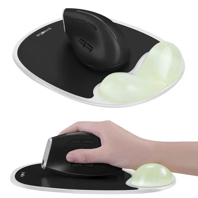 Main image of Glow in the Dark Ergonomic Mouse Pad for Vertical Mouse, Silicone Wrist Rest Pad with Wrist Support for Computer and Office Desk(Black)