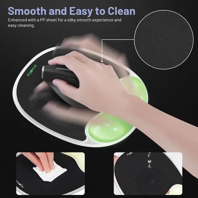 Alt view image 6 of 7 - Glow in the Dark Ergonomic Mouse Pad for Vertical Mouse, Silicone Wrist Rest Pad with Wrist Support for Computer and Office Desk(Black)