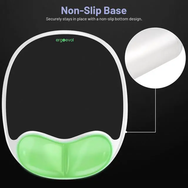 Alt view image 7 of 7 - Glow in the Dark Ergonomic Mouse Pad for Vertical Mouse, Silicone Wrist Rest Pad with Wrist Support for Computer and Office Desk(Black)