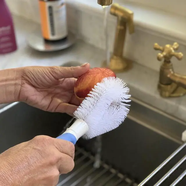 Alt view image 5 of 6 - Vegetable Cleaning Brush with Handle, Rubber Handle Produce & Potato Scrubbing Brush