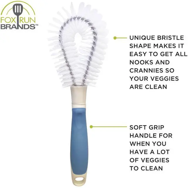 Alt view image 6 of 6 - Vegetable Cleaning Brush with Handle, Rubber Handle Produce & Potato Scrubbing Brush
