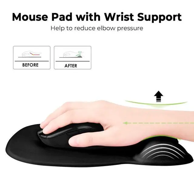 Alt view image 2 of 7 - Ergonomic Mouse Pad with Wrist Support, Mousepad with Memory Foam Wrist Rest and Non-Slip Base for Computer, Cafe, Home & Office, 9.64 x 8.26 in Office Desk Accessories