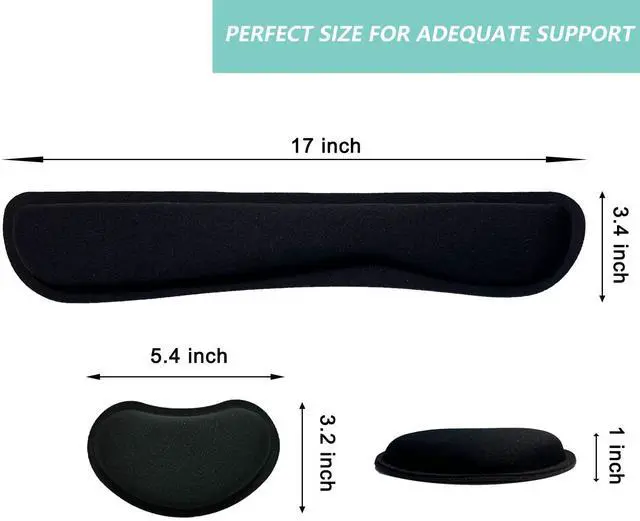 Alt view image 6 of 7 - Keyboard Wrist Rest Mouse Wrist Support Set, Memory Foam Wrist Rest Pad for Computer Laptop Keyboard Mouse, Ergonomic Wrist Cushion Support for Typing Pain Relief, Gaming Home Office, Black