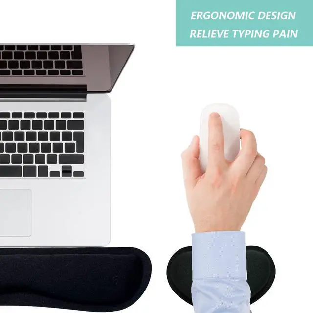 Alt view image 7 of 7 - Keyboard Wrist Rest Mouse Wrist Support Set, Memory Foam Wrist Rest Pad for Computer Laptop Keyboard Mouse, Ergonomic Wrist Cushion Support for Typing Pain Relief, Gaming Home Office, Black