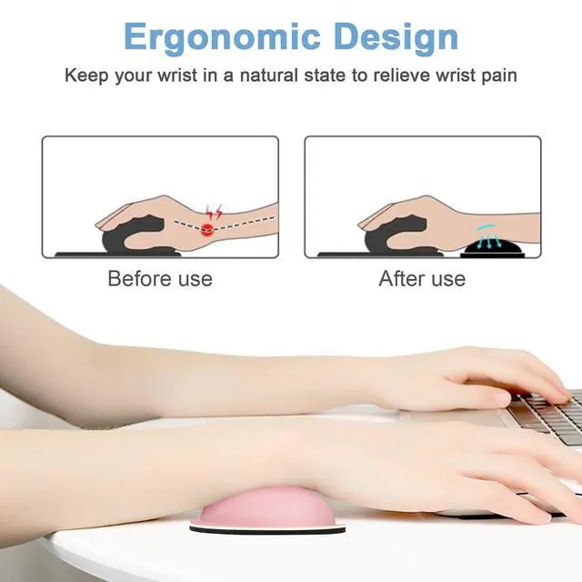 Alt view image 3 of 7 - Mouse Wrist Rest, Ergonomic Memory Foam Mouse Wrist for Computer Desk Mats Support, Hand Rest Pad Cushion for Gaming, Office, Laptop, Men, Women, Pain Relief & Easy Typing, Rose Pink