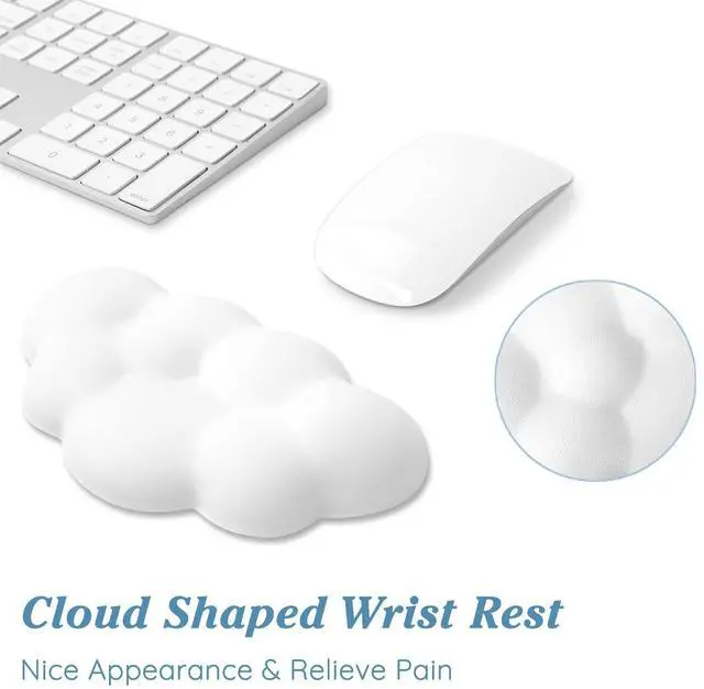 Alt view image 3 of 7 - Cloud Wrist Rest Cushion for Mouse Ergonomic Soft PU Leather Memory Foam Wrist Pain Relief Mouse Wrist Support Pad with Anti-Skid Base for Office School Home Laptop & Computer Mouse (White)