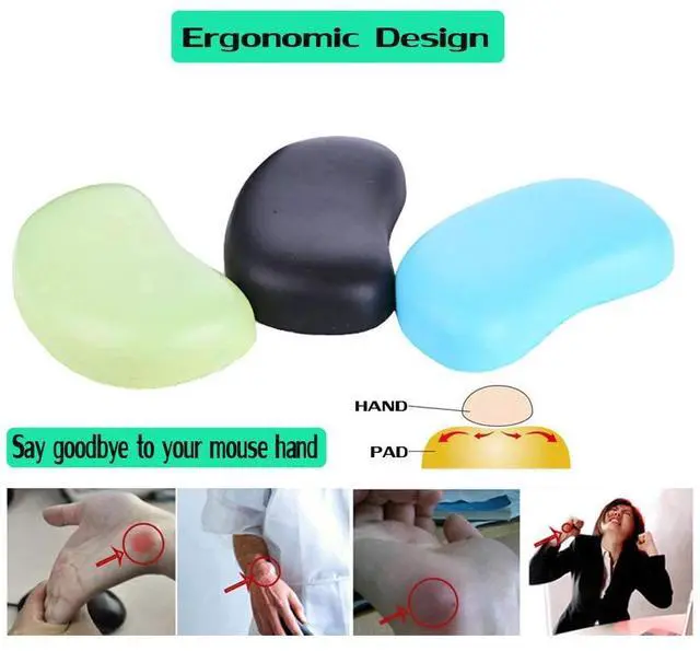 Alt view image 2 of 7 - Ergonomic Memory Foam Wrist Pad Anti-Skid Mouse Pad Mousepad Support Wrist Rest Mat Office Healthy for PC Computer Laptop Desktop (Deep Black)