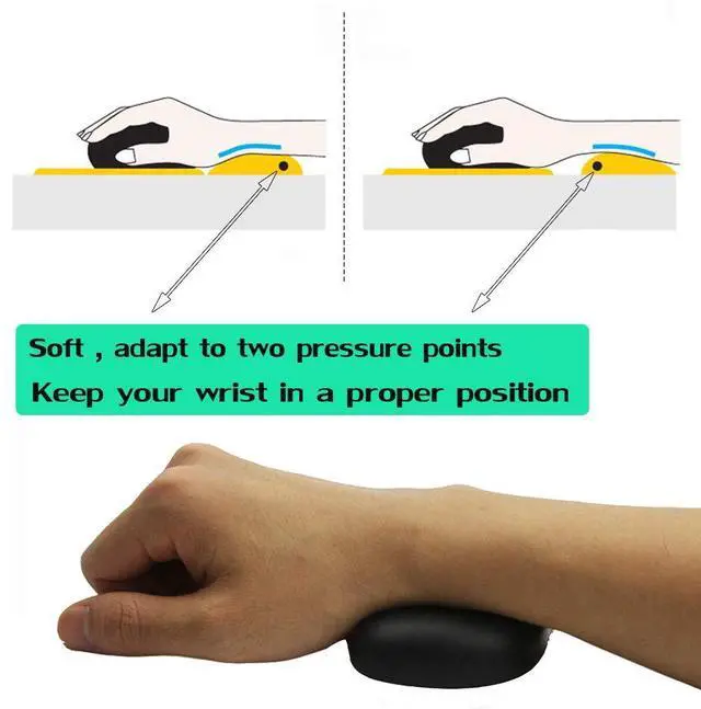 Alt view image 3 of 7 - Ergonomic Memory Foam Wrist Pad Anti-Skid Mouse Pad Mousepad Support Wrist Rest Mat Office Healthy for PC Computer Laptop Desktop (Deep Black)