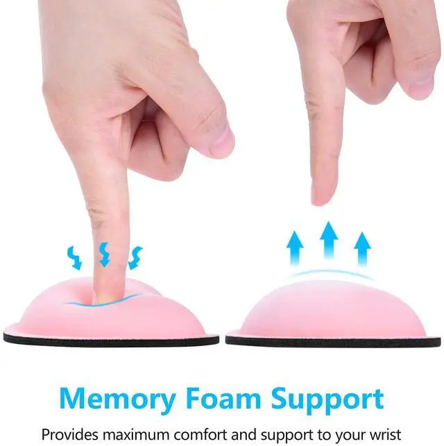 Alt view image 3 of 7 - Mouse Wrist Rest, Ergonomic Memory Foam Mouse Wrist for Computer Desk Mats Support, PU Leather Hand Rest Pad Cushion for Gaming, Laptop, Men, Women, Pain Relief & Easy Typing, Pink