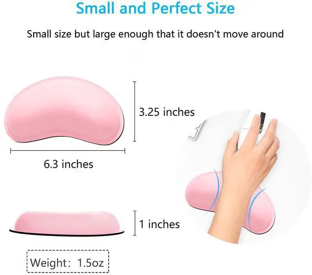 Alt view image 6 of 7 - Mouse Wrist Rest, Ergonomic Memory Foam Mouse Wrist for Computer Desk Mats Support, PU Leather Hand Rest Pad Cushion for Gaming, Laptop, Men, Women, Pain Relief & Easy Typing, Pink