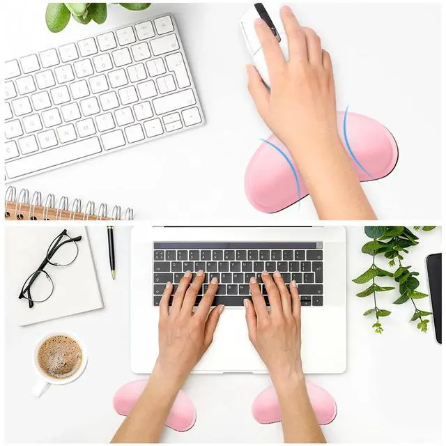 Alt view image 7 of 7 - Mouse Wrist Rest, Ergonomic Memory Foam Mouse Wrist for Computer Desk Mats Support, PU Leather Hand Rest Pad Cushion for Gaming, Laptop, Men, Women, Pain Relief & Easy Typing, Pink