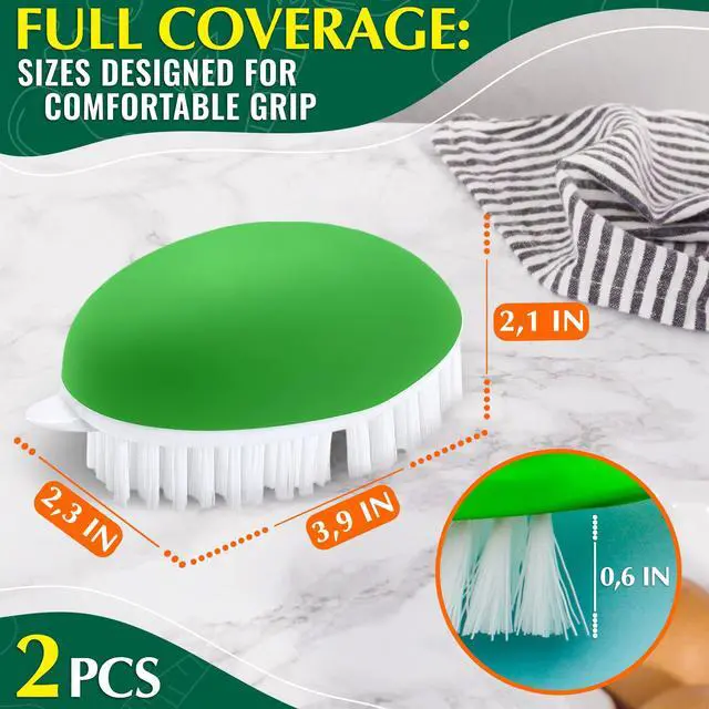 Alt view image 2 of 7 - 2 Pcs Vegetable Brush Scrubber - 2.3 x 3.9 Potato Brush Scrubber for Food with Ergonomic Design, Crack-Resistant Frame, Soft & Stiff Bristles for Effective Cleaning - Versatile for Mushrooms, Apples