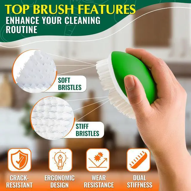 Alt view image 4 of 7 - 2 Pcs Vegetable Brush Scrubber - 2.3 x 3.9 Potato Brush Scrubber for Food with Ergonomic Design, Crack-Resistant Frame, Soft & Stiff Bristles for Effective Cleaning - Versatile for Mushrooms, Apples