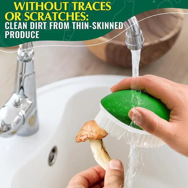 Alt view image 7 of 7 - 2 Pcs Vegetable Brush Scrubber - 2.3 x 3.9 Potato Brush Scrubber for Food with Ergonomic Design, Crack-Resistant Frame, Soft & Stiff Bristles for Effective Cleaning - Versatile for Mushrooms, Apples