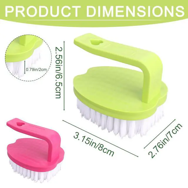 Alt view image 2 of 7 - 2pcs Vegetable Scrubber Brushes, 8x7x6.5cm/3.15x2.76x2.56in PP Material Fruit and Veggie Brush with Stiff Bristles and Handle for Potatoes Carrots & Fruits (Red & Green)