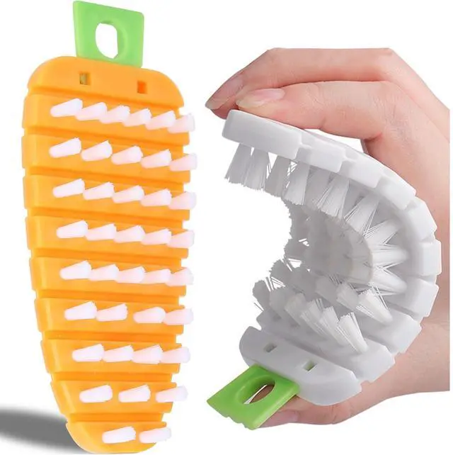 Main image of Vegetable Brush,2 Pcs Multiple Segments are Bendable Cleaning Brush (Orange,White)