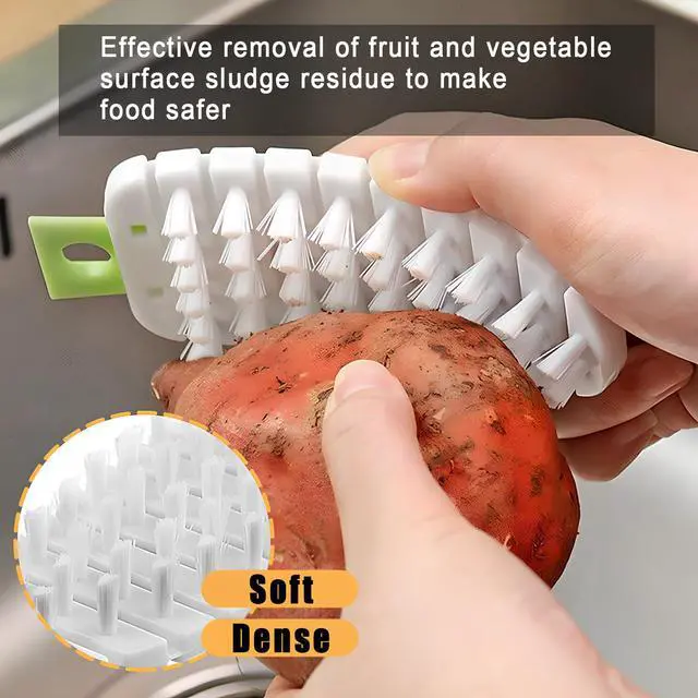 Alt view image 2 of 6 - Vegetable Brush,2 Pcs Multiple Segments are Bendable Cleaning Brush (Orange,White)