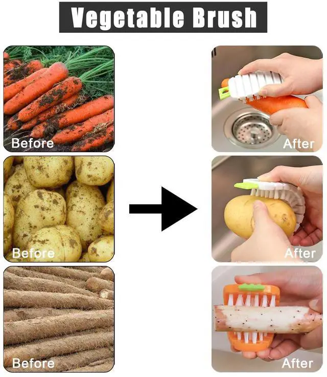 Alt view image 3 of 6 - Vegetable Brush,2 Pcs Multiple Segments are Bendable Cleaning Brush (Orange,White)