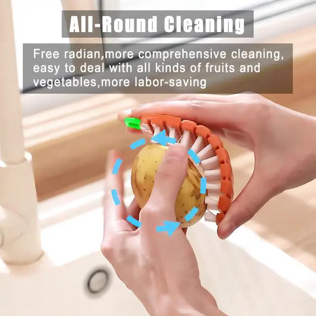 Alt view image 4 of 6 - Vegetable Brush,2 Pcs Multiple Segments are Bendable Cleaning Brush (Orange,White)