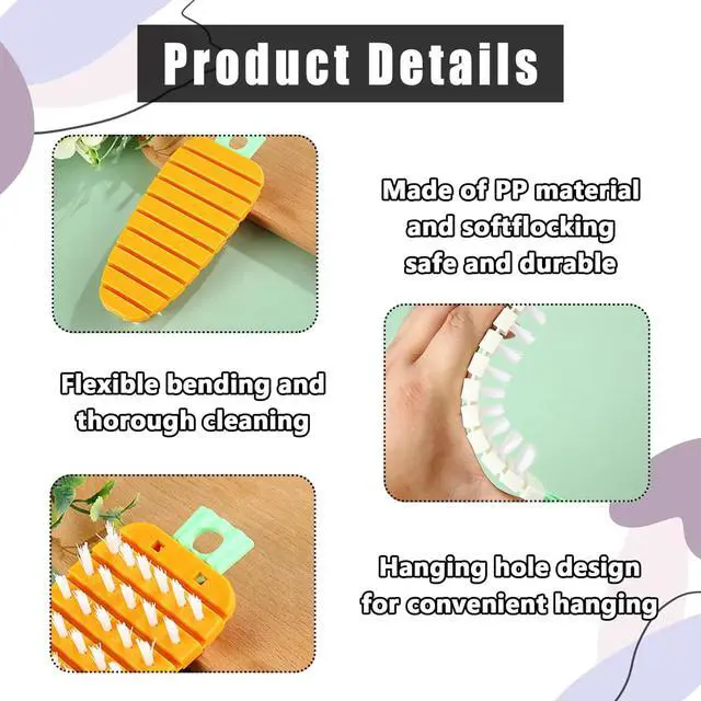 Alt view image 5 of 6 - Vegetable Brush,2 Pcs Multiple Segments are Bendable Cleaning Brush (Orange,White)