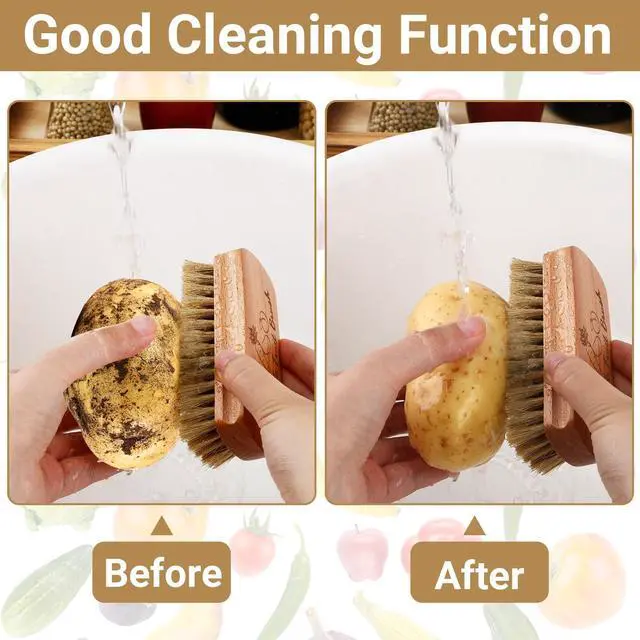 Alt view image 4 of 7 - Vegetable Brush,Veggie Wash Brushes Potato Brush Cleaning Brush for Potato Carrot Cucumber and Fruits Vegetable Brush Scrubber for Food