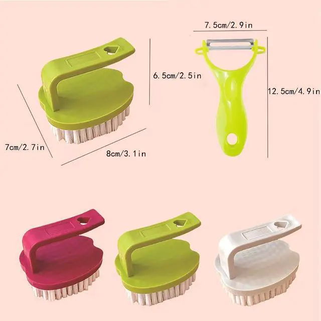 Alt view image 2 of 7 - Vegetable Brush Vegetable Scrubber Brush and Fruit Scrubber Vegetable Brush Scrubber for Food,Veggie Wash Brush Vegetable Cleaner Brush Cute Kitchen Gadget and Vegetable Peeler