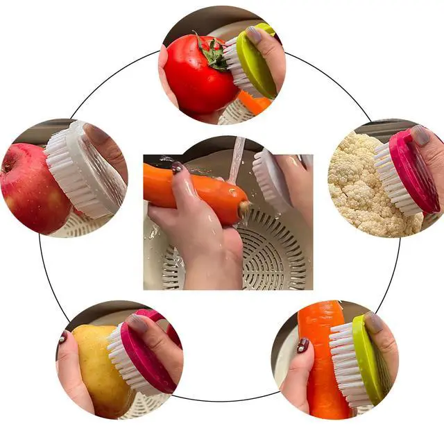 Alt view image 3 of 7 - Vegetable Brush Vegetable Scrubber Brush and Fruit Scrubber Vegetable Brush Scrubber for Food,Veggie Wash Brush Vegetable Cleaner Brush Cute Kitchen Gadget and Vegetable Peeler