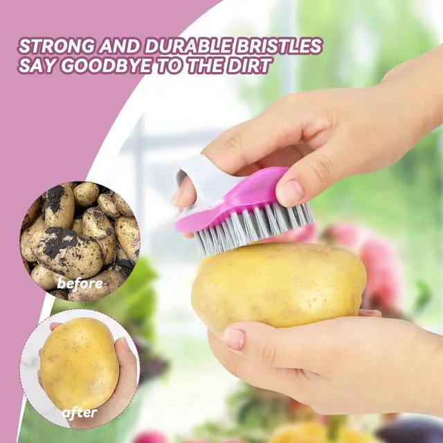 Alt view image 2 of 7 - 3 Piece Potato Scrubber Brush Vegetable Brush Comfortable Finger Grip Fruit Cleaning Tools for Washing Fruit Mushrooms Carrot or Tough-Skinned Vegetables(3 Color)