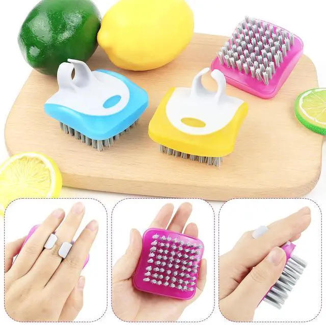 Alt view image 4 of 7 - 3 Piece Potato Scrubber Brush Vegetable Brush Comfortable Finger Grip Fruit Cleaning Tools for Washing Fruit Mushrooms Carrot or Tough-Skinned Vegetables(3 Color)