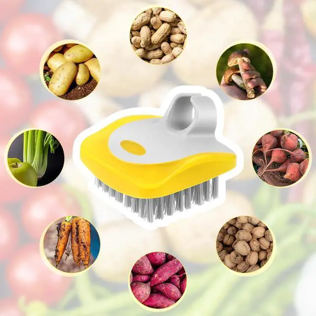 Alt view image 6 of 7 - 3 Piece Potato Scrubber Brush Vegetable Brush Comfortable Finger Grip Fruit Cleaning Tools for Washing Fruit Mushrooms Carrot or Tough-Skinned Vegetables(3 Color)
