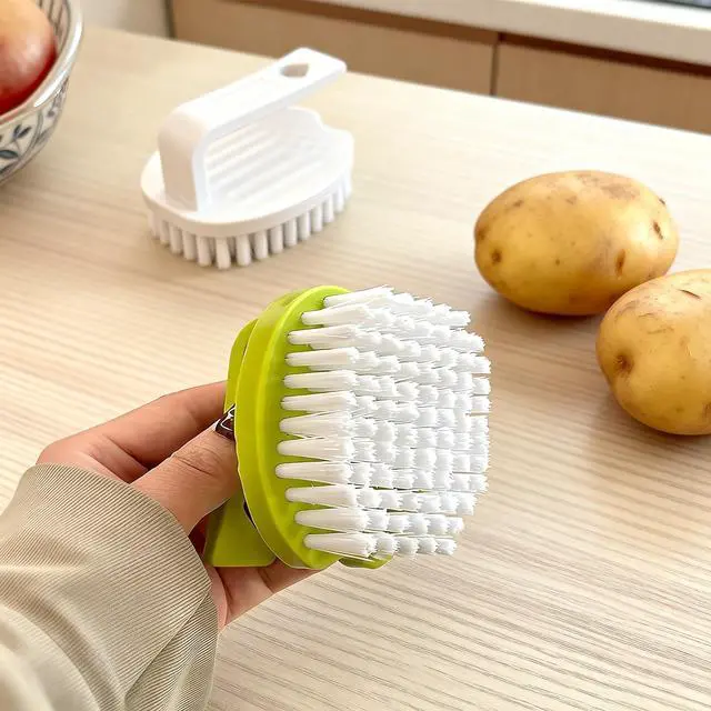 Alt view image 5 of 7 - 3 Pack Potato Brush Set, 2 Vegetable Scrubber Brush & 1 Spiral Cutter, Handheld Cleaning Brush for Veggie Fruit, Manual Slicer for Kitchen Cooking