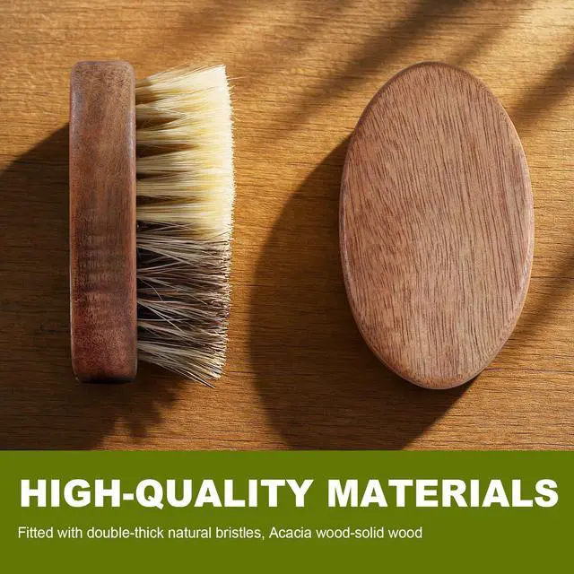 Alt view image 7 of 7 - Fruit & Vegetable Cleaning Brushes with Acacia Wood Handle Natural Half Sisal Bristle Half Palm Fibers Bristles Design,Oval Shape Easy Hold,Pack of 2,Brown