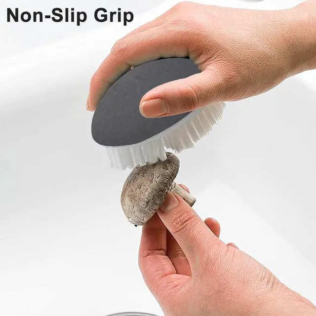 Alt view image 5 of 7 - Vegetable Brush,Veggie Brush Potato Scrubber Brush Veggie Brush with Non-Slip Grip for Food, Corn and Carrots, with Dots Remover(gray+white)