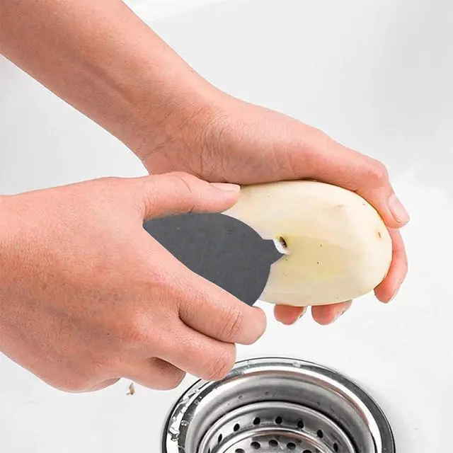 Alt view image 7 of 7 - Vegetable Brush,Veggie Brush Potato Scrubber Brush Veggie Brush with Non-Slip Grip for Food, Corn and Carrots, with Dots Remover(gray+white)