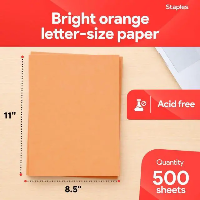 Alt view image 2 of 6 - Brights Colored Paper 8 1/2-Inch x 11-Inch Orange 500/Ream, For Office, School & Home