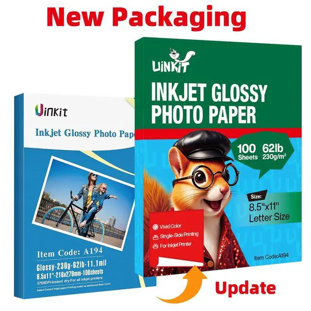 Alt view image 3 of 7 - 100 Sheets Thick Inkjet Glossy Photo Paper Picture 8.5x11 62lb 230g 11.1mil Cardstock Postcard Brochure For Dye Ink Inkjet Printer