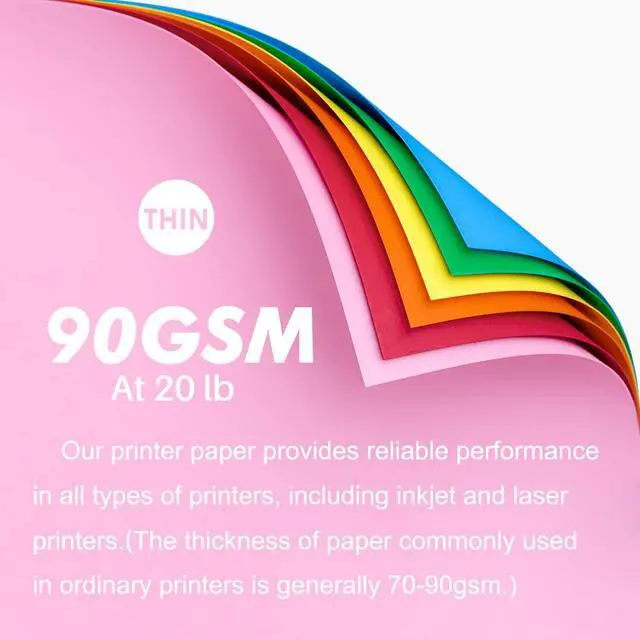 Alt view image 2 of 6 - Colored Copy&Print Paper 8.5X11 Inches,180 Sheets 9 Colors Rainbow A4 Printer Paper 20 lb/90GSM Colored Origami Paper for Cutting DIY Art Craft