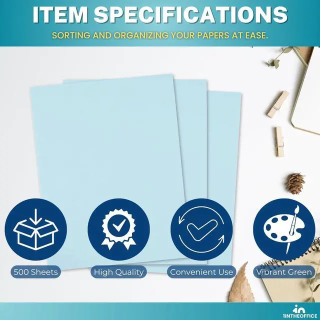 Alt view image 7 of 7 - Blue Copy Paper 8.5 x 11, Colored Copy Paper, Letter Size, 20lb Density, (500 Sheets)
