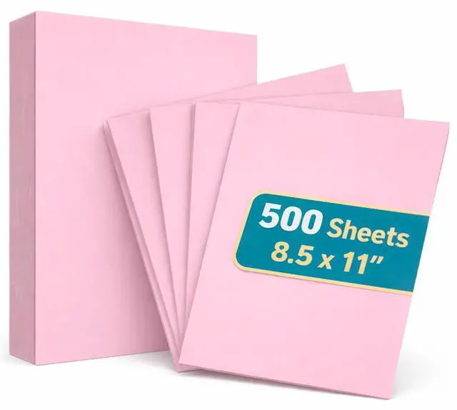 Main image of Pink Copy Paper, Colored Printer Paper, 8.5" x 11", Letter Size, 20 lb Density, 500 Pack