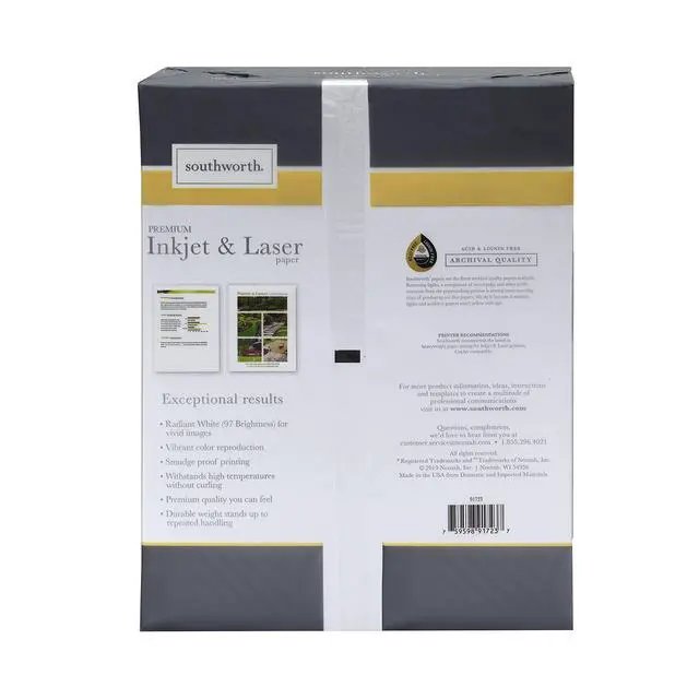 Alt view image 2 of 4 - Inkjet & Laser Printer Paper, 8.5" x 11", 28 lb., Radiant White, 550 Sheets (91723-01)