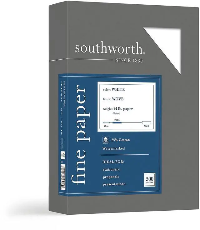 Main image of 404C 25% Cotton Business Paper White 24 lbs. Wove 8-1/2 x 11 500/Box FSC