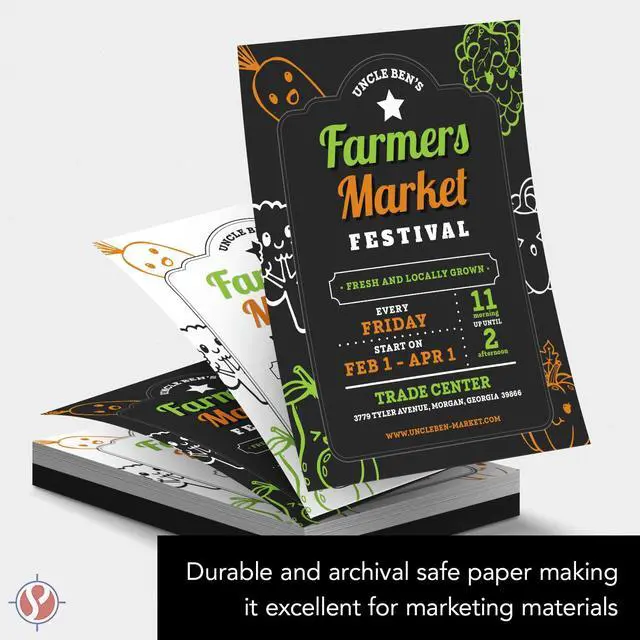 Alt view image 3 of 6 - Bright White Paper - Multipurpose Office Print Writing Copy - Flyers, Posters, Design Proposals, Business Documents | 8.5 x 11 | 70lb Text (28lb Bond) | Acid Free Paper | 100 Sheets per Pack