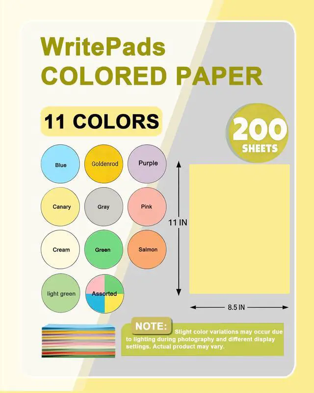 Alt view image 2 of 7 - Yellow Paper, Multi-Purpose Canary Colored Paper, Colored Printer Paper 8.5 x 11, 20 lb/75 GSM,200 Sheets, Jam-Free For Inkjet/laser printer, Copy, Office Home, Made in USA